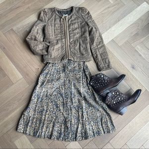 Wilfred Lyocell Button-Front Midi Skirt | Size 0 | Tan A-Line Skirt